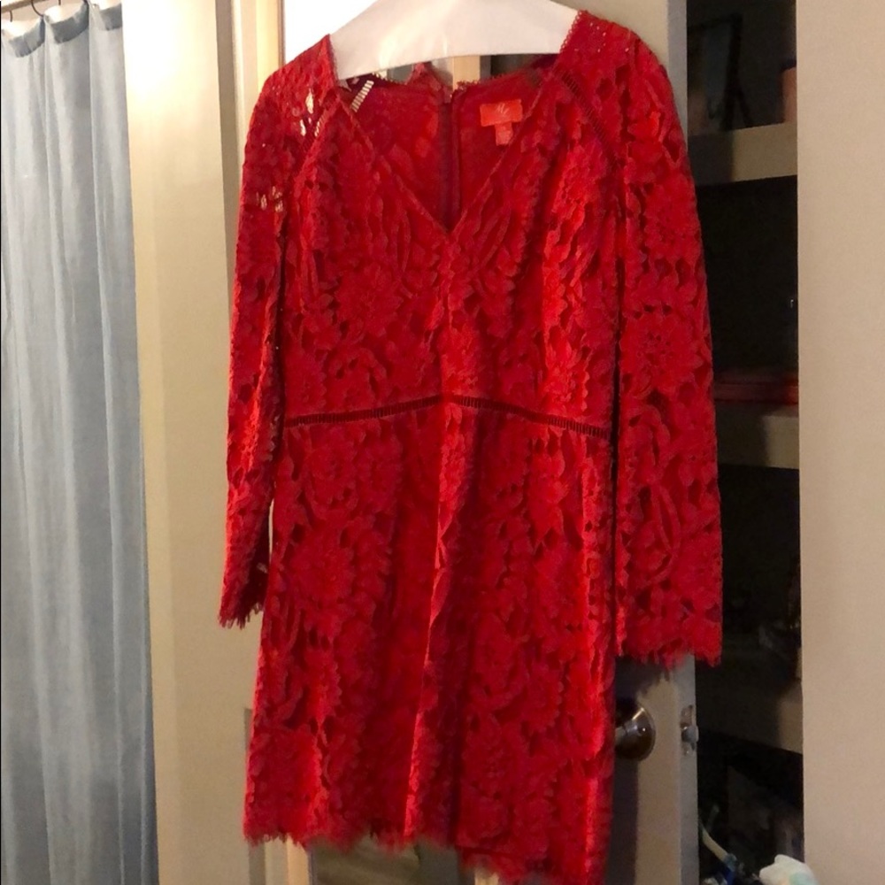 Red lace dress
